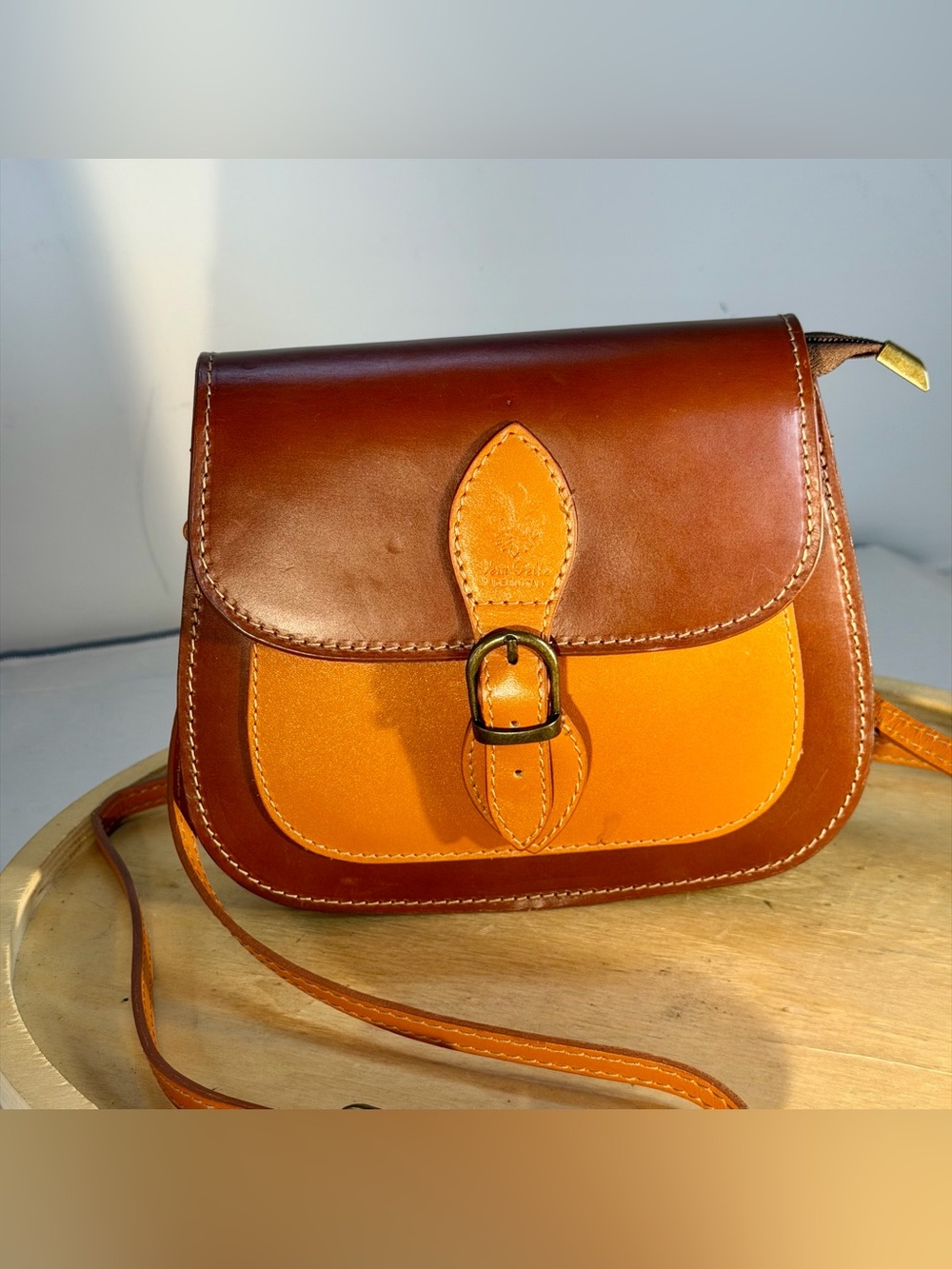 Vintage Vere Pelle Florence Italian Leather Crossbody Saddle Bag